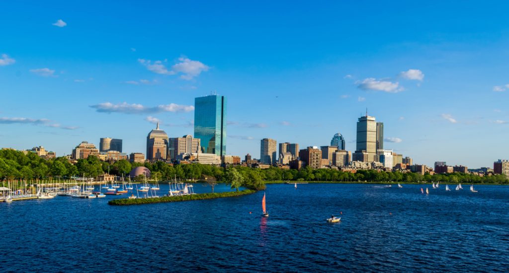 Summer shot of water activities in Boston's Charles River
