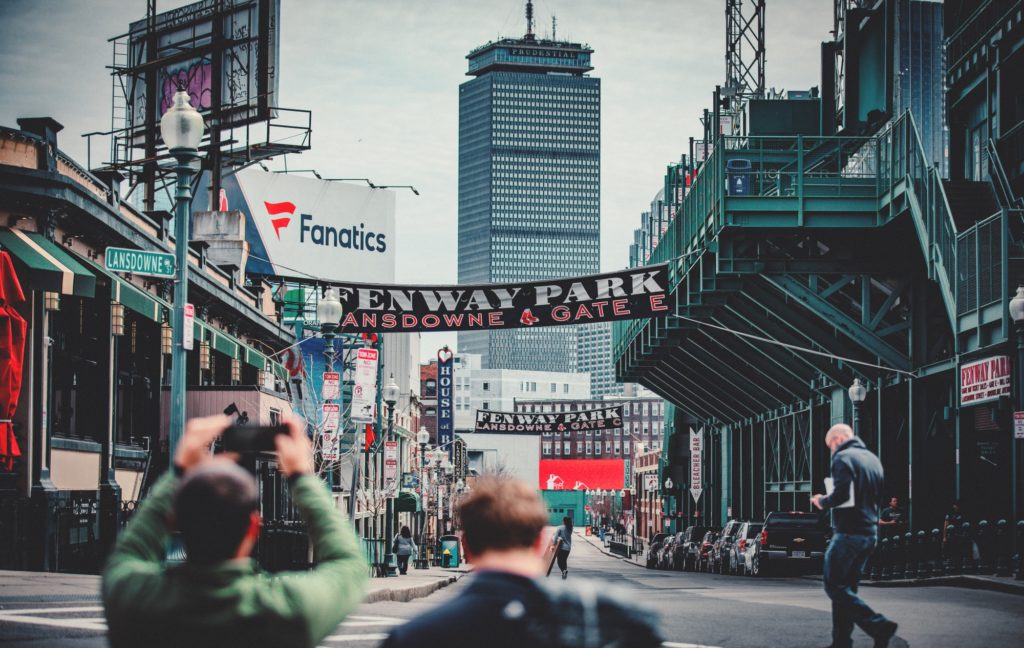 Artsy photo of the Fenway Park entrance on the Red Sox game day