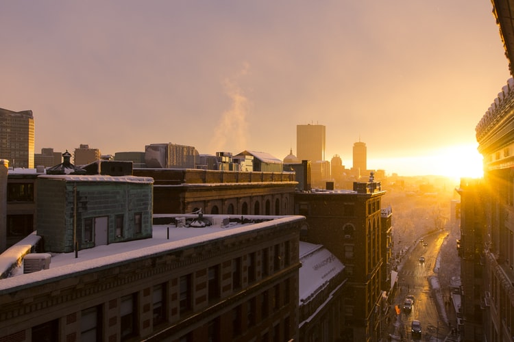 Sunset City View of Boston